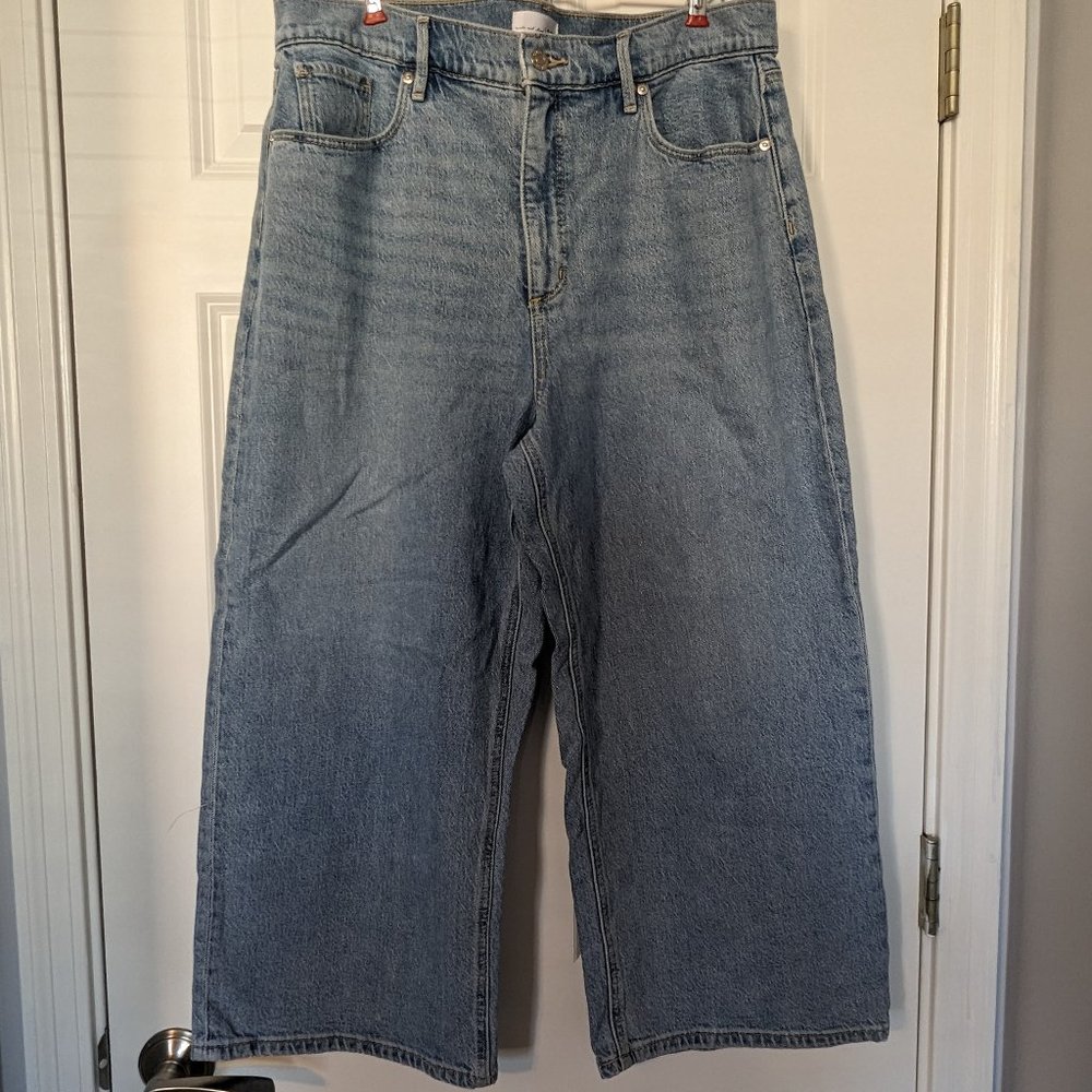 Loft 32 Petite High Rise Wide Leg Crop Jeans